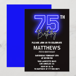 Invitation Cartons d'invitation d'anniversaire 75 ans noirs M