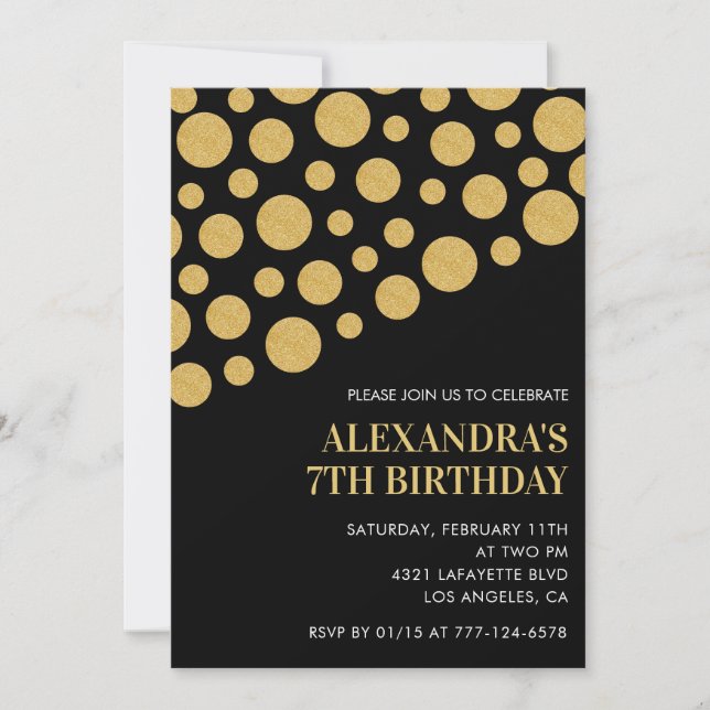 Invitation Cartons d'invitation d'anniversaire 7 ans noirs Co (Devant)