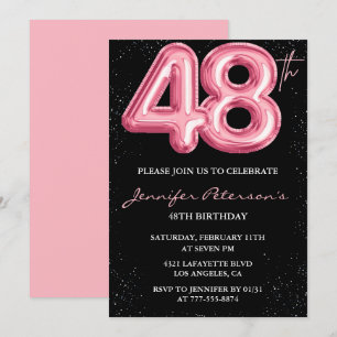 Invitation Cartons d'invitation d'anniversaire Black Pink 48