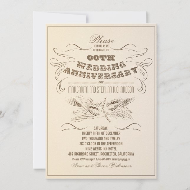 Invitation cartons d'invitation d'anniversaire de mariage au  (Devant)