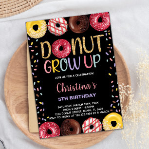 Invitation Cartons d'invitation d'anniversaire Donut Jaune No