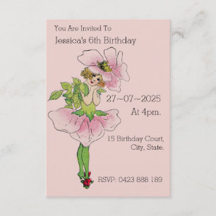 Invitation Cartons d'invitation d'anniversaire rose fée vinta