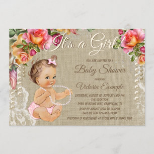 Invitation Cartons d'invitation de Baby Shower en toile de ju