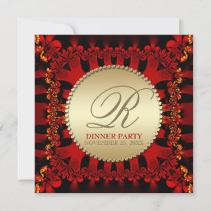 Invitation Cartons d'invitation de dîner de fête Rouge Satin