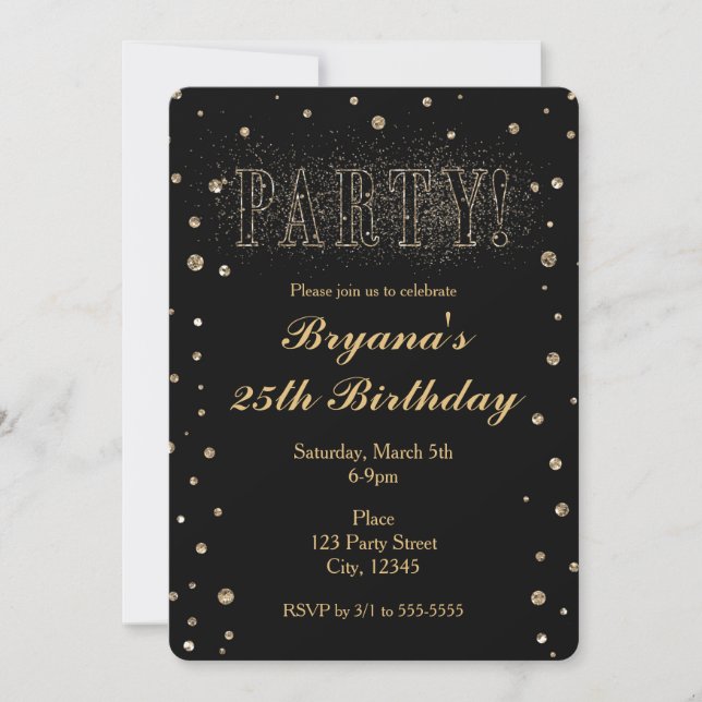 Invitation Cartons d'invitation de FÊTE à paillettes fausses  (Devant)