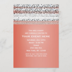 Invitation Cartons d'invitation de fête Bling Argent Trempé C