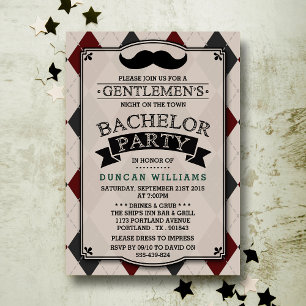 Invitation Cartons d'invitation de fête de bachelor avec mous