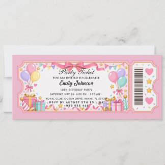 Invitation Cartons d'invitation de fête rose moderne