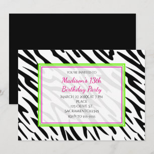 Invitation Cartons d'invitation de fête vert lime et rose à m