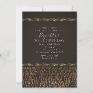 Invitation Cartons d'invitation de fête Zebra Sparkle Brown G
