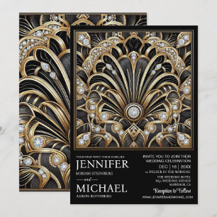 Invitation Cartons d'invitation de mariage Art déco noir et o