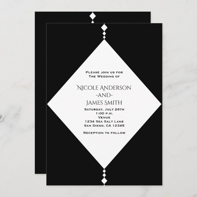 Invitation Cartons d'invitation de mariage chic Black & White (Devant / Derrière)
