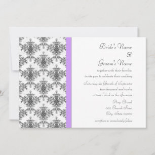Invitation Cartons d'invitation de mariage damassé noir blanc