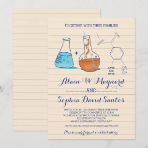 Invitation Cartons d'invitation de mariage de chimie bleue et