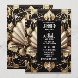 Invitation Cartons d'invitation de mariage diamant noir et or