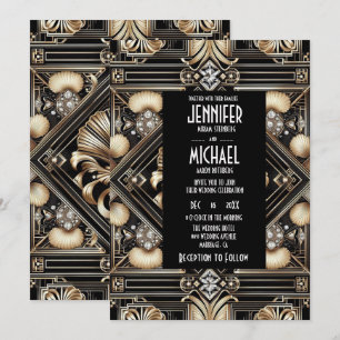 Invitation Cartons d'invitation de mariage diamant noir et or