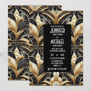 Invitation Cartons d'invitation de mariage diamant noir et or