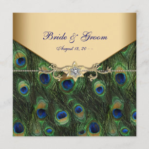 Invitation Cartons d'invitation de mariage élégants au paon e