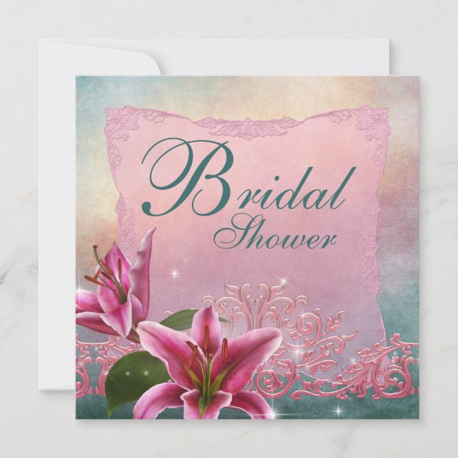 Invitation Cartons d'invitation de mariage Lily Rose Teal Ble (Devant)