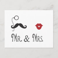 Cartons d'invitation de mariage M. & Mme Moustache