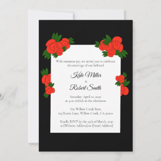 Invitation Cartons d'invitation de mariage Noir et Rose avec 