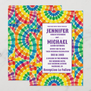 Invitation Cartons d'invitation de mariage tie dye psychédéli