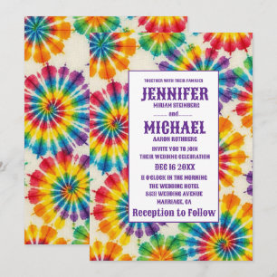 Invitation Cartons d'invitation de mariage tie dye psychédéli