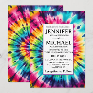Invitation Cartons d'invitation de mariage tie-dye psychédéli
