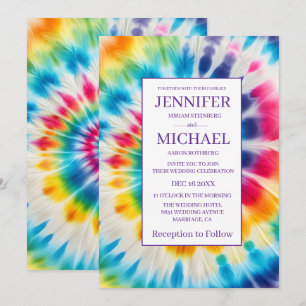 Invitation Cartons d'invitation de mariage tie dye psychédéli