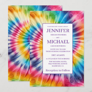 Invitation Cartons d'invitation de mariage tie dye psychédéli