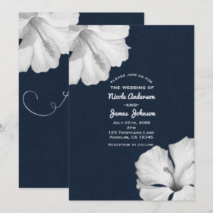 Invitation Cartons d'invitation de mariage tropical bleu à fl