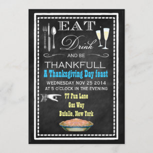 Invitation Cartons d'invitation de Thanksgiving sur tableau n