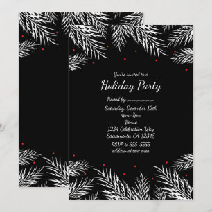 Invitation Cartons d'invitation de vacances noirs au pin blan