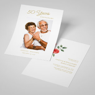 Invitation Cartons d'invitation dorés pour 50e anniversaire a
