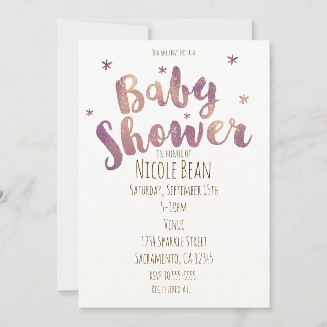 Invitation Cartons d'invitation Faux Or Bronze pour Baby Show (Devant)