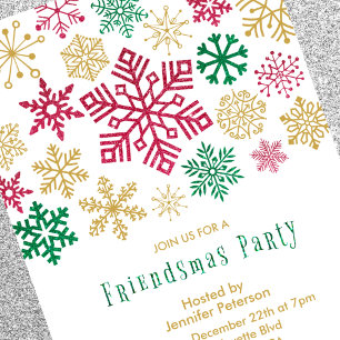 Invitation Cartons d'invitation Friendsmas Fêtes Flocons de n