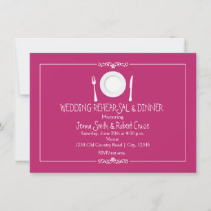 Invitation Cartons d'invitation fuchsia framboise pour dîner