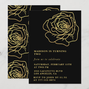 Invitation Cartons d'invitation noir pour 2ème anniversaire F