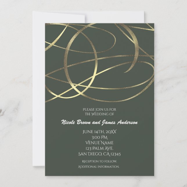 Invitation Cartons d'invitation Olive Army Green & Gold Faux  (Devant)