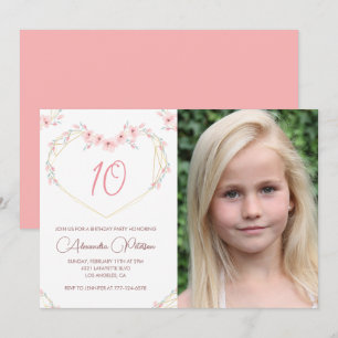 Invitation Cartons d'invitation pour 10 ans Boho Floral Photo