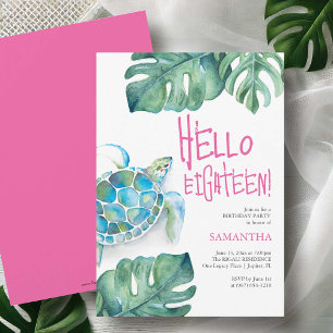 Invitation Cartons d'invitation pour 18 ans avec Tortue de Me