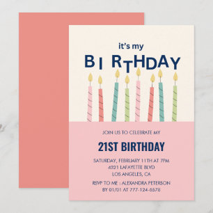 Invitation Cartons d'invitation pour 21 ans Bougie d'annivers