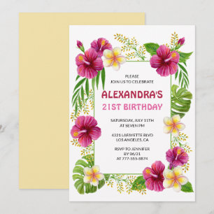 Invitation Cartons d'invitation pour 21 ans Fête Tropicale Lu