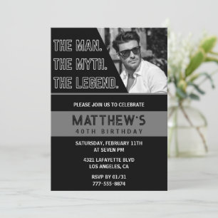 Invitation Cartons d'invitation pour 40 ans noir L'Homme La L