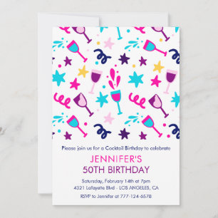 Invitation Cartons d'invitation pour 50 ans Cocktail Moderne 