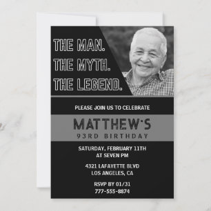 Invitation Cartons d'invitation pour 93e anniversaire Black T