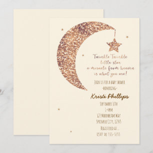Invitation Cartons d'invitation pour Baby Shower Bronze Crème