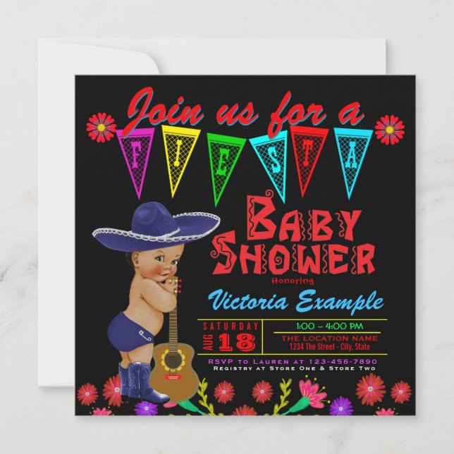 Invitation Cartons d'invitation pour Baby Shower de Fiesta me (Devant)