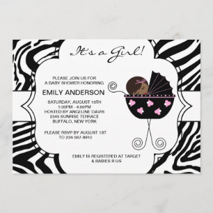 Invitation Cartons d'invitation pour Baby Shower fille rose n