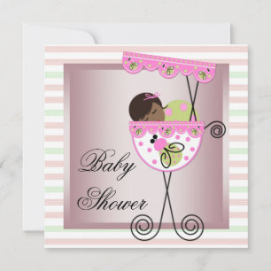 Invitation Cartons d'invitation pour Baby Shower fille rose v